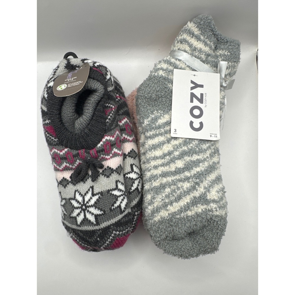Secret Treasures‎ Slipper Socks & Cozy Hub Fuzzy Socks Bundle 4 Pairs NWT